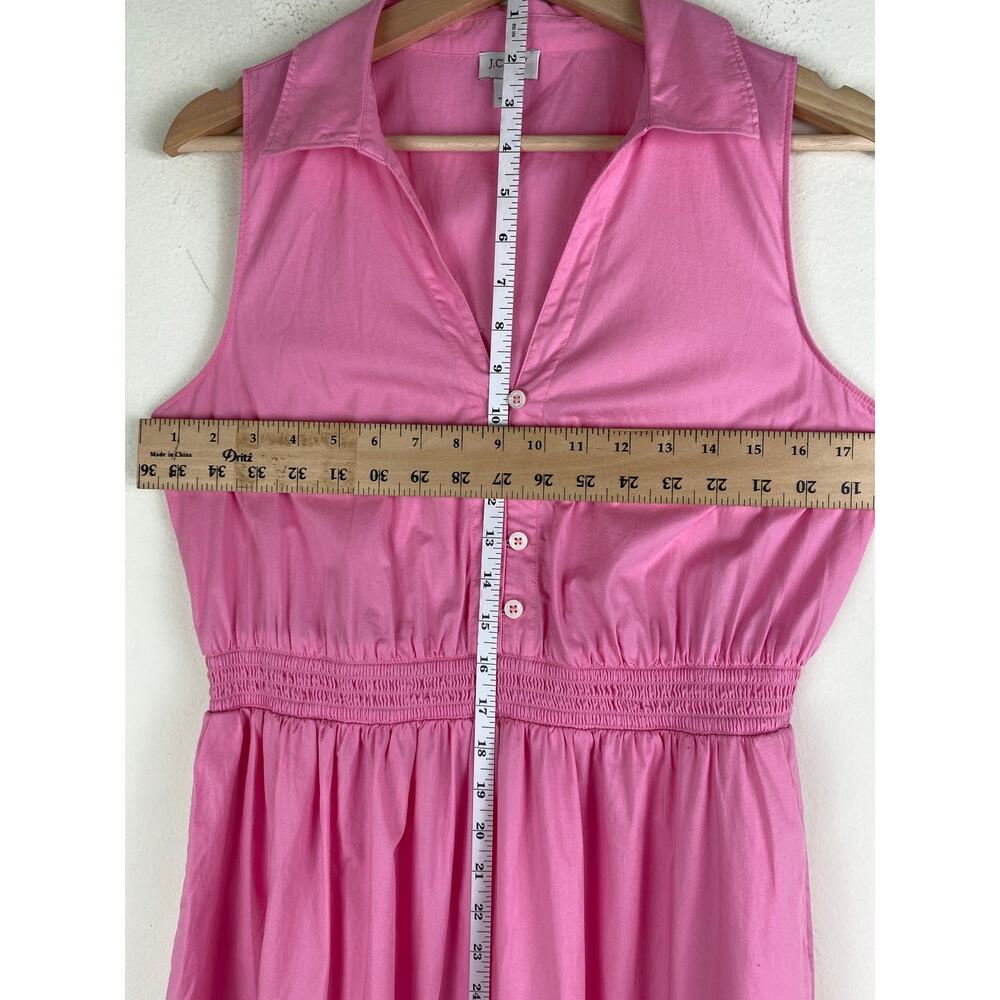 J.Crew Factory Pink Cotton Midi Dress Sleeveless Smocked Waist 6 - Picture 12 of 13